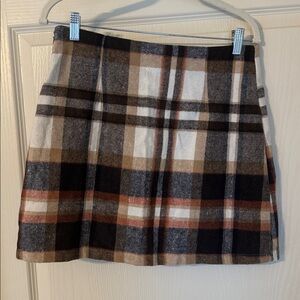 Plaid Mini Skirt in Brown and Black
